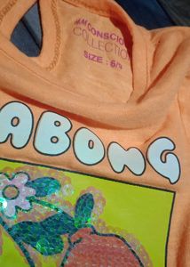 Cute Baby Girl Orange T-Shirt &amp; Navy Skirt Set