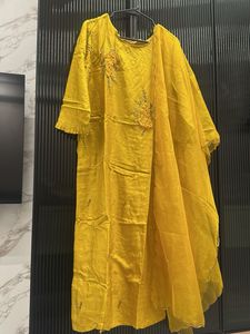 Yellow Embroidered Kurta Set with Dupatta