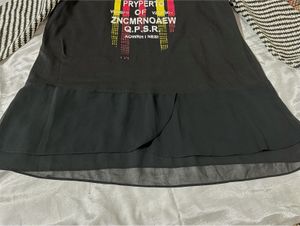 Chic Black Tunic Top with Striped Sleeves