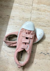 Pink Canvas Sneakers with Velcro Straps
