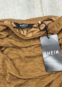 SHEIN Brown Ruched Strapless Top