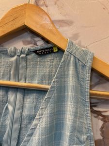 Light Blue Plaid Jumpsuit, Bust- 36/38