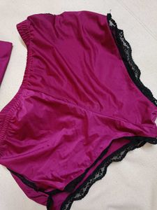 Lace Trimmed Satin shorts set