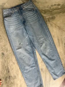 H&amp;M Women Blue Mom Slim Fit High Waist Ankle Jeans