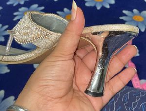 Silver pearl heels