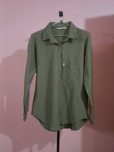 Stylish Khaki Button-Up Tunic Top
