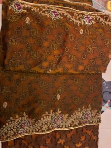 Elegant Brown Floral Saree