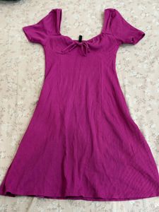 Ribbed Tie-Front Mini Dress
