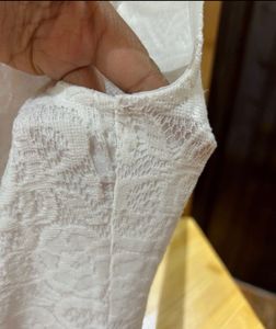 🇮🇳Freedom Sale🇮🇳White Lace Chiffon Maxi Dress