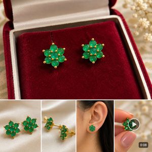 Emerald Flower Stud Earrings