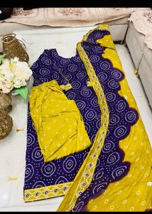 new bandhini suit purple