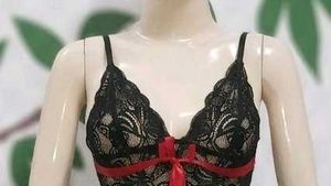 Black Lace Babydoll with Red Ribbon