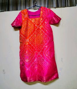 Vibrant Bandhani Print Kurta Silk
