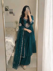 Elegant Teal Embroidered Kurta Set
