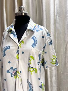 Cute Alien Print Short Sleeve Shirt🩵