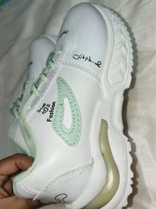 White Sneakers with Cute Eyelash Design