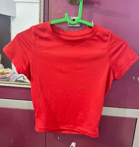 Bright Red Cropped T-Shirt