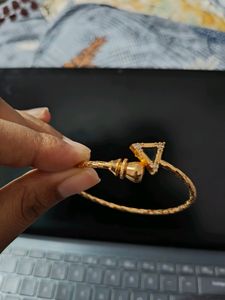 "Gold-Plated Triangle Charm Bracelet with Crystal