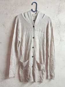 Cozy Cream Knit Cardigan Hoodie Long