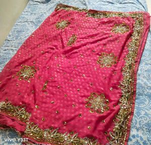 Elegant Pink Embellished Saree