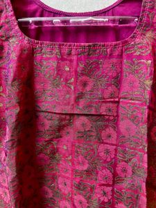Elegant Chanderi Silk Purple Floral Kurta