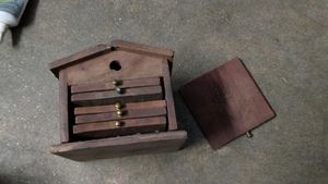 Vintage Hand Carved Wooden Box &amp; Coasters