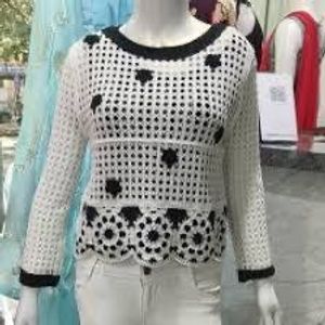 Crocheted Floral Long Sleeve Top