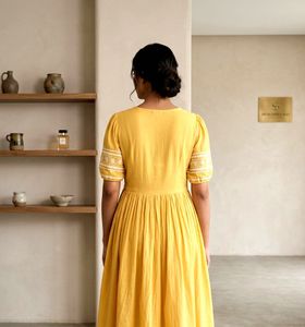 Vibrant Yellow Embroidered Dress