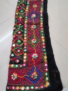 Embroidered Black Saree with Mirror Work