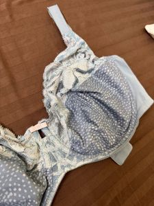 Light Blue-Purple Floral Lace Bra