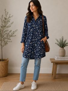 Navy Floral Tunic top