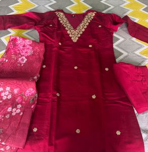 Elegant Red Kurta Set with Dupatta
