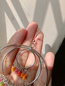 Boho Hoop Earrings with Colorful Beads