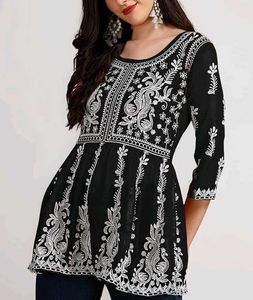Black Embroidered Peplum Kurti y2k aesthetic viral