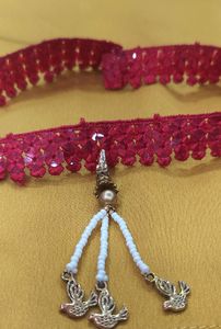 combo of two  self made chokers:maroon and  off white