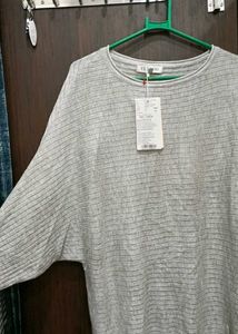 Gray Striped Casual Pullover Top