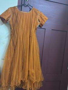 Stunning Orange Embellished anarkali set