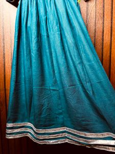 Teal Ethnic Kurta with White Lace