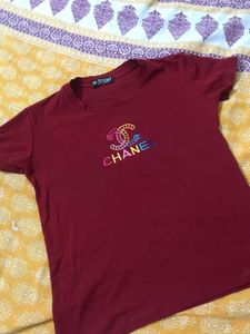 Stylish Maroon T-Shirt with Logo