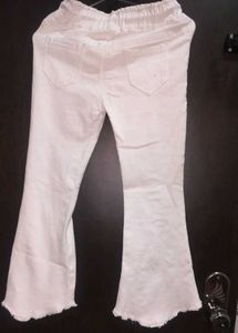 White Bell Bottom Jeans with Cute Embellishments