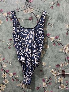 Navy Floral Print One-Piece Swimsuit