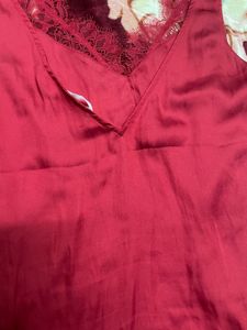 Red Lace Trim Camisole Top
