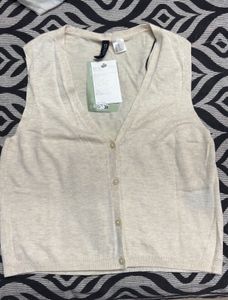 H&m Cream Sleeveless Cardigan