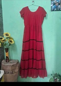 Elegant Red Tiered Maxi Dressn of 1