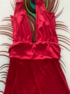 Red Plunge Neck Mini Dress/ 1 freebie