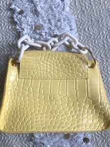 Yellow Croc-Embossed Clutch Bag