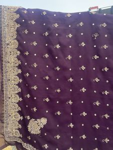 Purple & Gold Embroidered Fabric