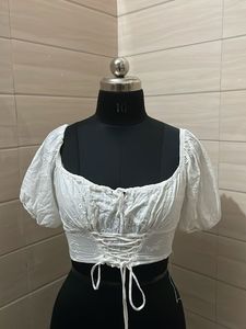 White Broderie Anglaise Corset Top