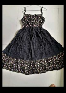 Black Floral Embroidered Midi Dress