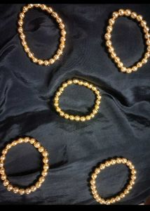 Set of 4 Gold Beaded Bracelets